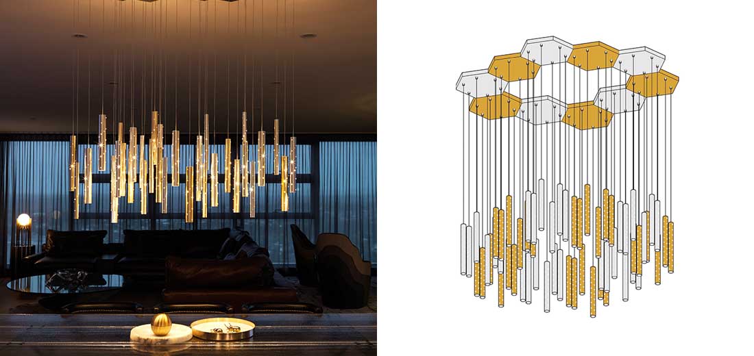 modern gold rectangular chandelier dining room
